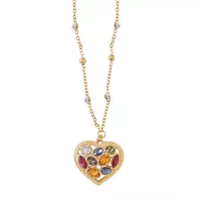 Goldtone Bejeweled Heart Necklace at Spencer's