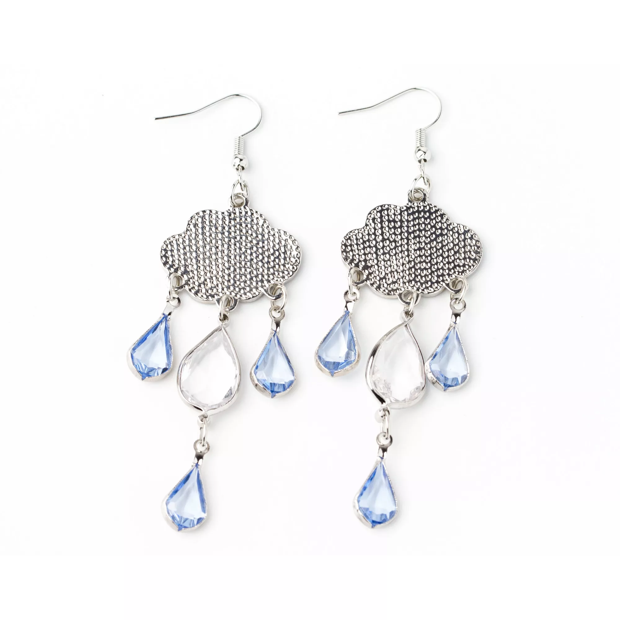 Blue Rain Cloud Gem Dangle Earrings