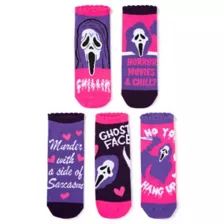 Pink Ghost Face No Show Socks - 5 Pair at Spencer's