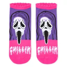 Pink Ghost Face No Show Socks - 5 Pair at Spencer's