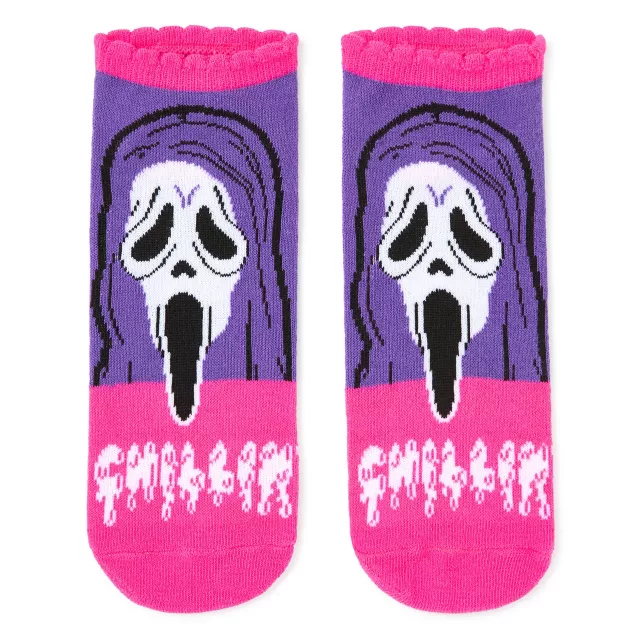 Pink Ghost Face No Show Socks - 5 Pair at Spencer's
