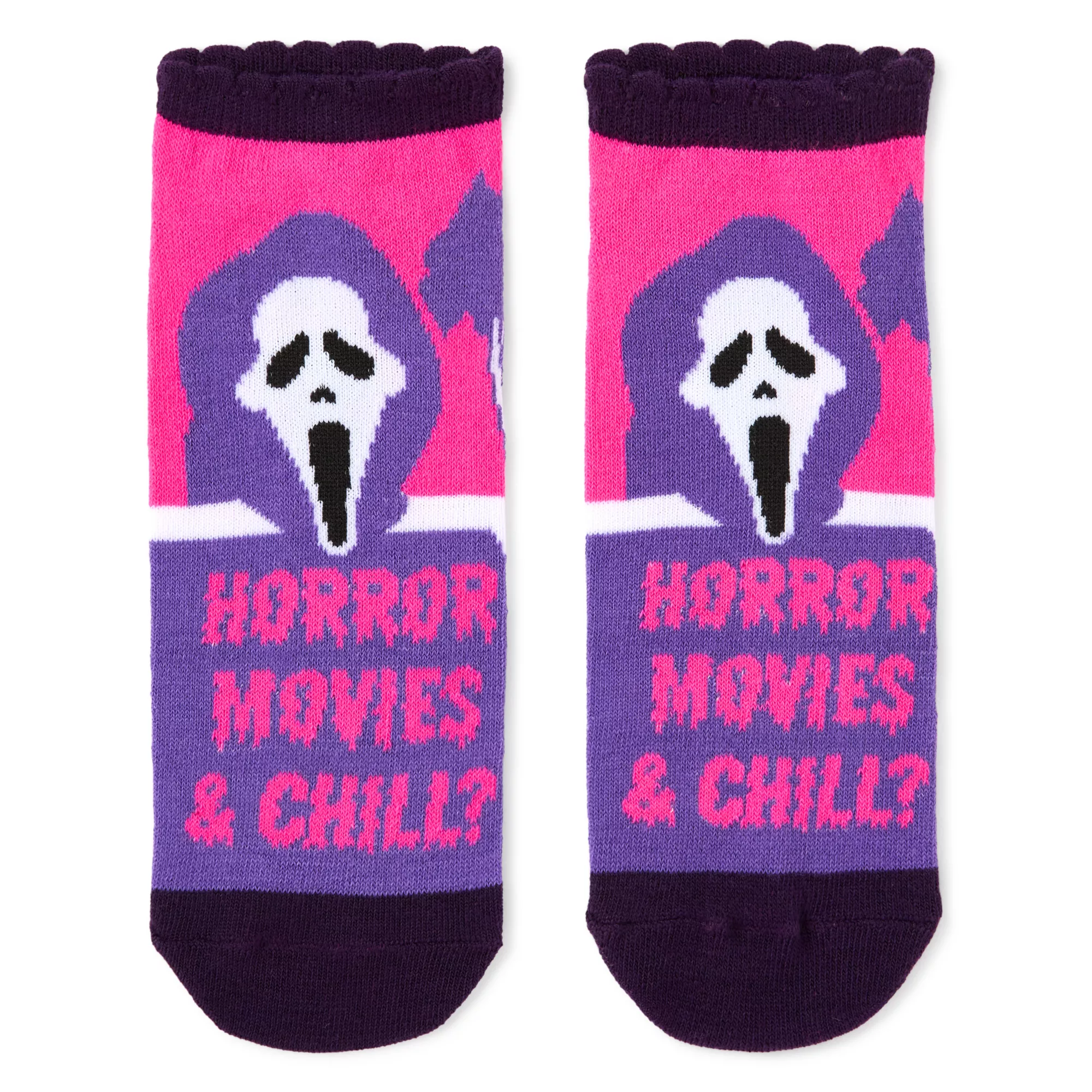 Multi-Pack Pink Ghost Face Ankle Socks - 5 Pair at Spencer's