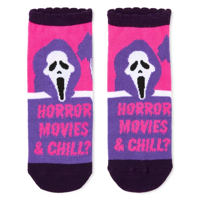 Pink Ghost Face No Show Socks - 5 Pair at Spencer's