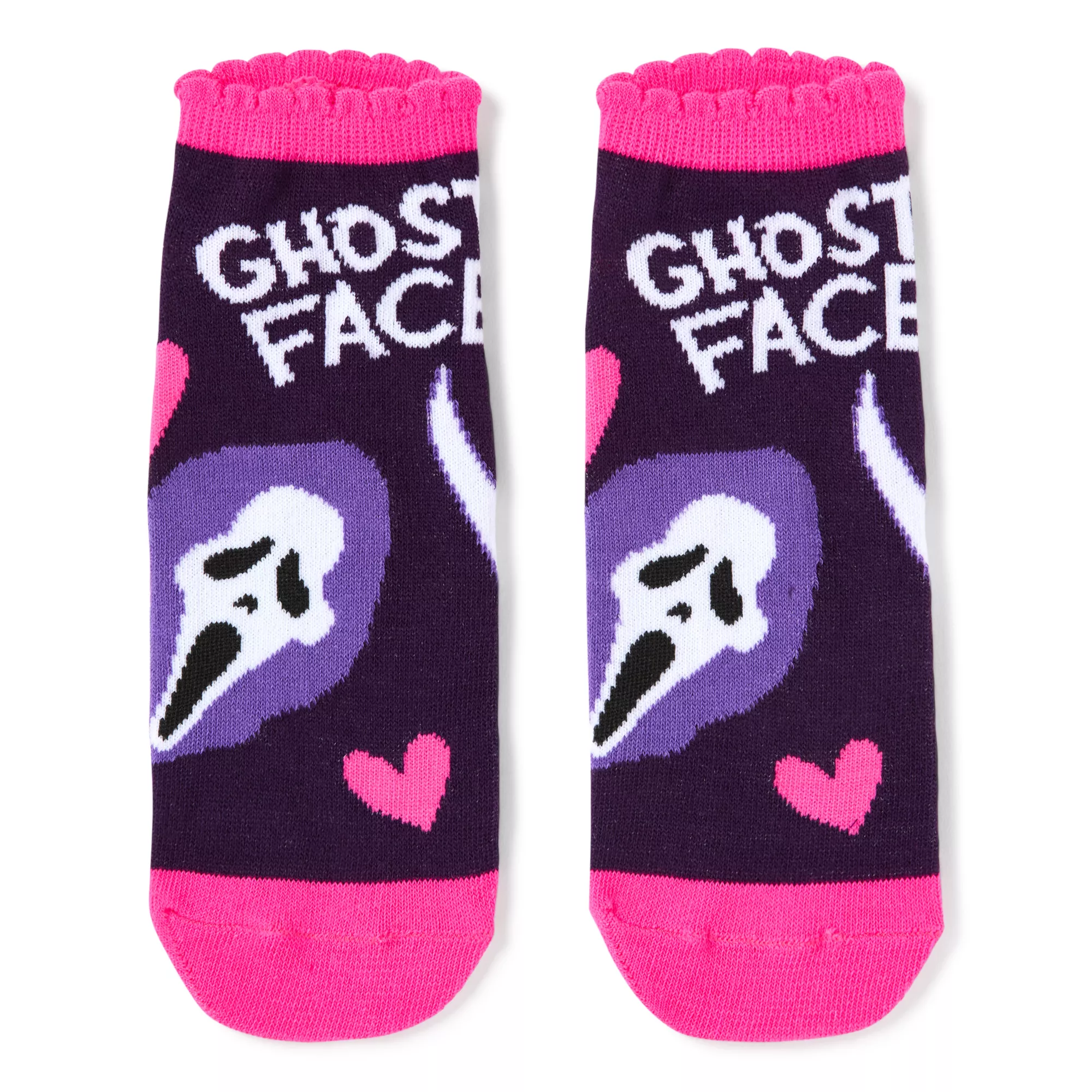 Multi-Pack Pink Ghost Face Ankle Socks - 5 Pair at Spencer's