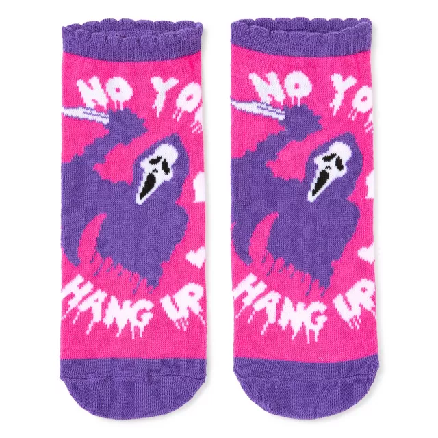 Pink Ghost Face No Show Socks - 5 Pair at Spencer's