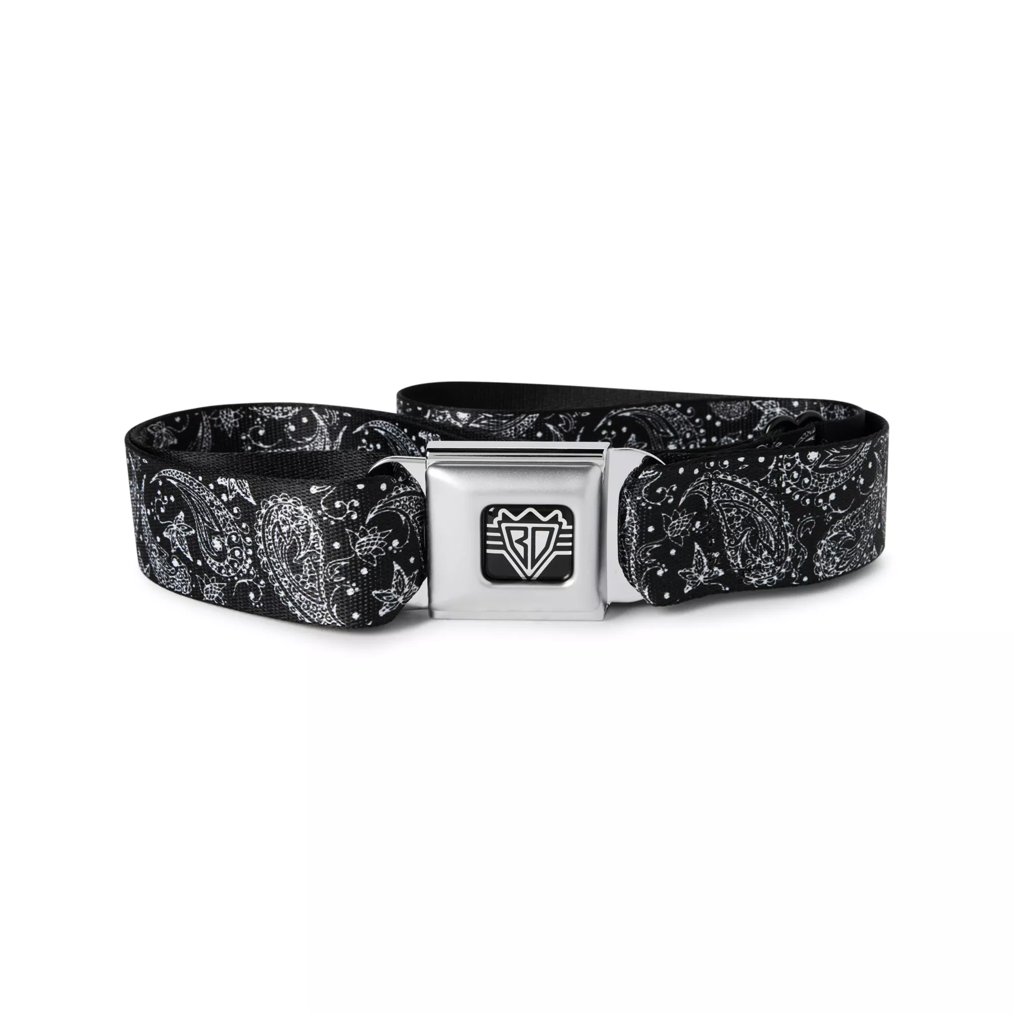 Buckle-Down Black and White Paisley Seatbelt Belt at Spencer's