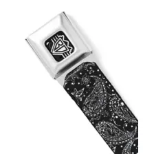 Buckle-Down Black and White Paisley Seatbelt Belt at Spencer's