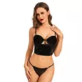 Black Velvet Rhinestone Corset Set at Spencer's