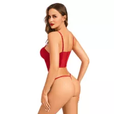 Red Satin Lace-Up Corset and G-String Panties Set at Spencer's