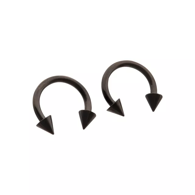 Multi-Pack Black Spike Horseshoe Rings at Spencer's
