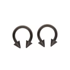 Multi-Pack Black Spike Horseshoe Rings at Spencer's