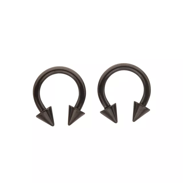 Multi-Pack Black Spike Horseshoe Rings at Spencer's