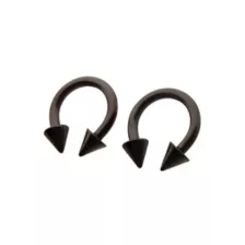 Multi-Pack Black Spike Horseshoe Rings at Spencer's