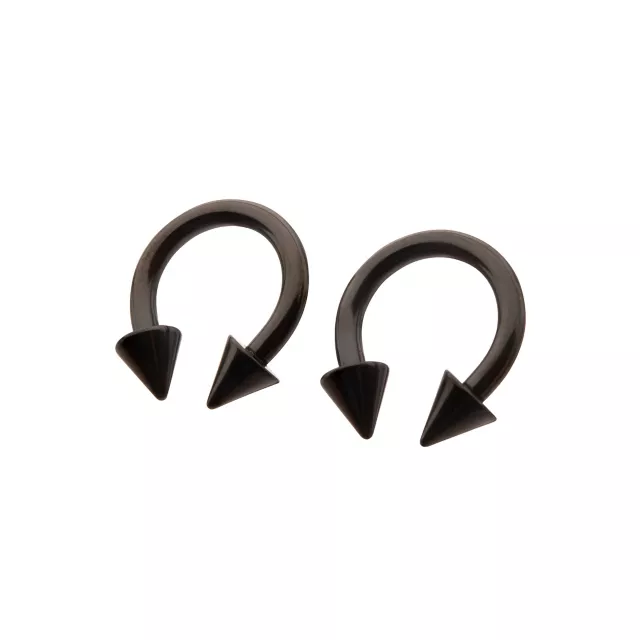 Multi-Pack Black Spike Horseshoe Rings at Spencer's
