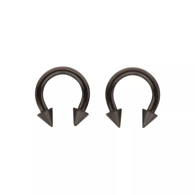 Multi-Pack Black Spike Horseshoe Rings at Spencer's