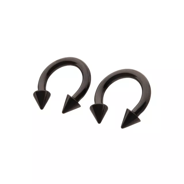 Multi-Pack Black Spike Horseshoe Rings at Spencer's