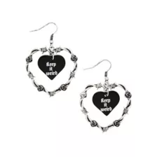 Keep It Weird Dangle Heart Earrings - Morbid at Spencer's