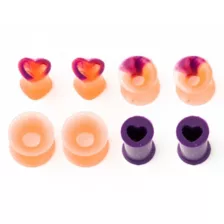 Multi-Pack Marbled Purple Heart Silicone Tunnels - 4 Pair at Spencer's