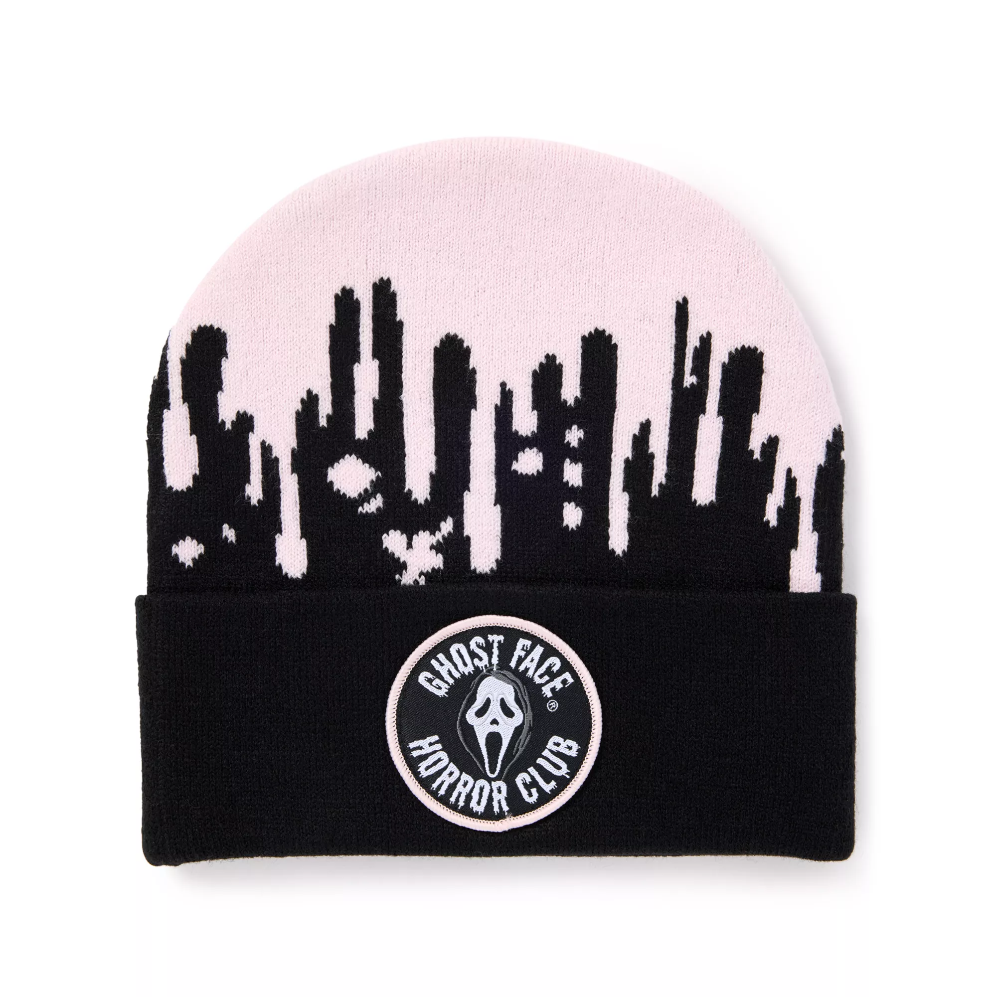 Ghost Face Horror Club Pink Drip Cuff Beanie Hat at Spencer's