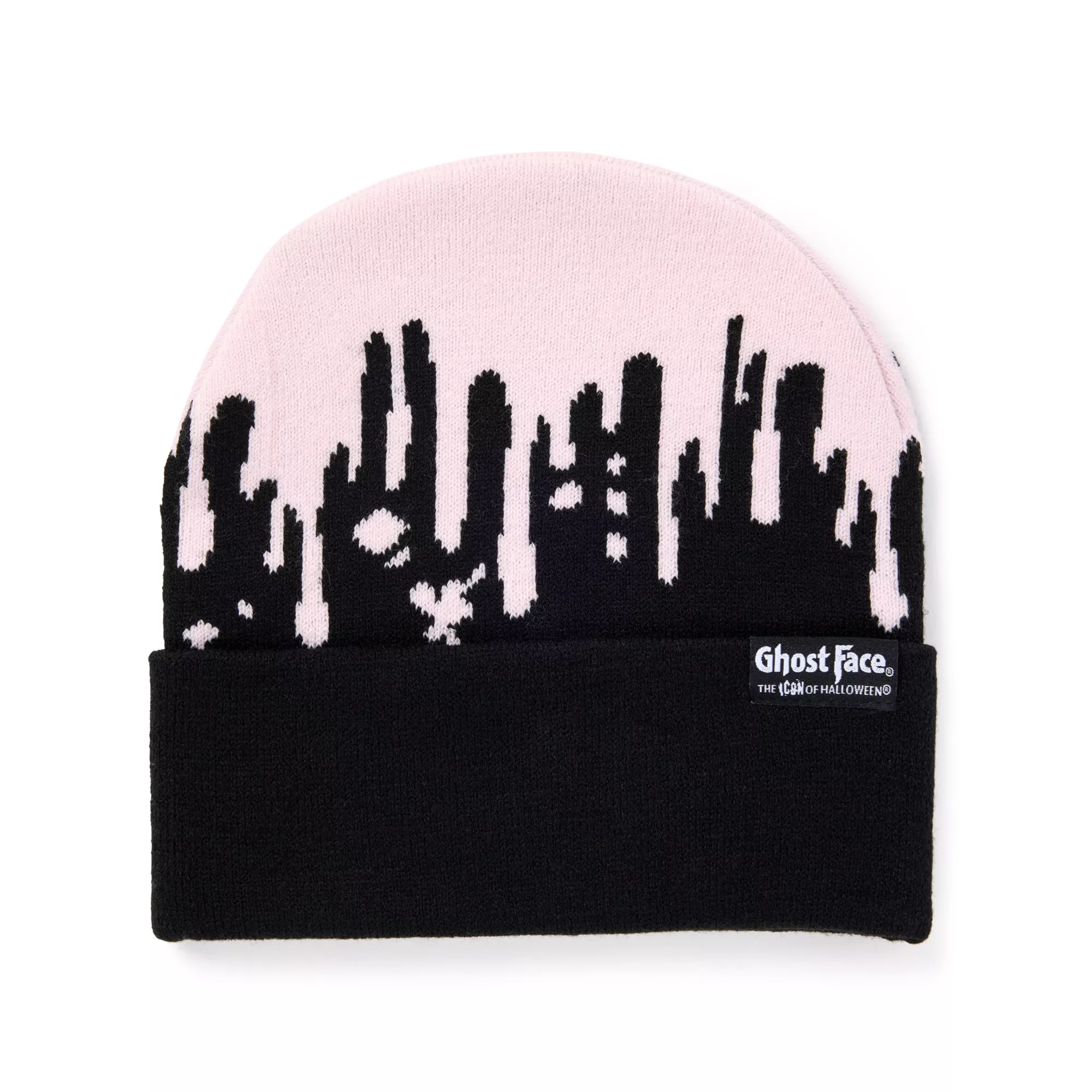 Ghost Face Horror Club Pink Drip Cuff Beanie Hat at Spencer's