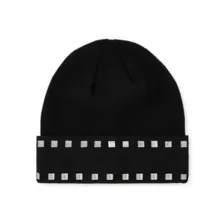 Black Hardware Stud Beanie Hat at Spencer's