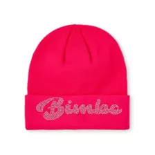 Neon Pink Rhinestone Bimbo Beanie Hat at Spencer's