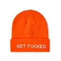 Orange Get Fucked Beanie Hat at Spencer's