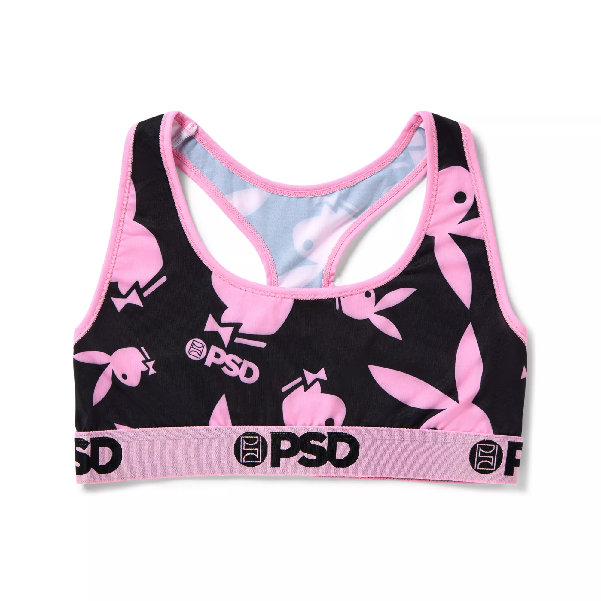 PSD Playboy Bunny Black and Pink Sports Bra at Spencer's