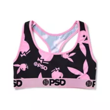 PSD Playboy Bunny Black and Pink Sports Bra at Spencer's