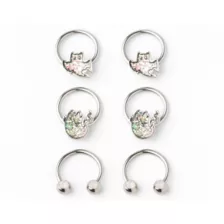 Multi-Pack Ghost Captive and Horseshoe Rings 3 Pack - 16 Gauge at Spencer's