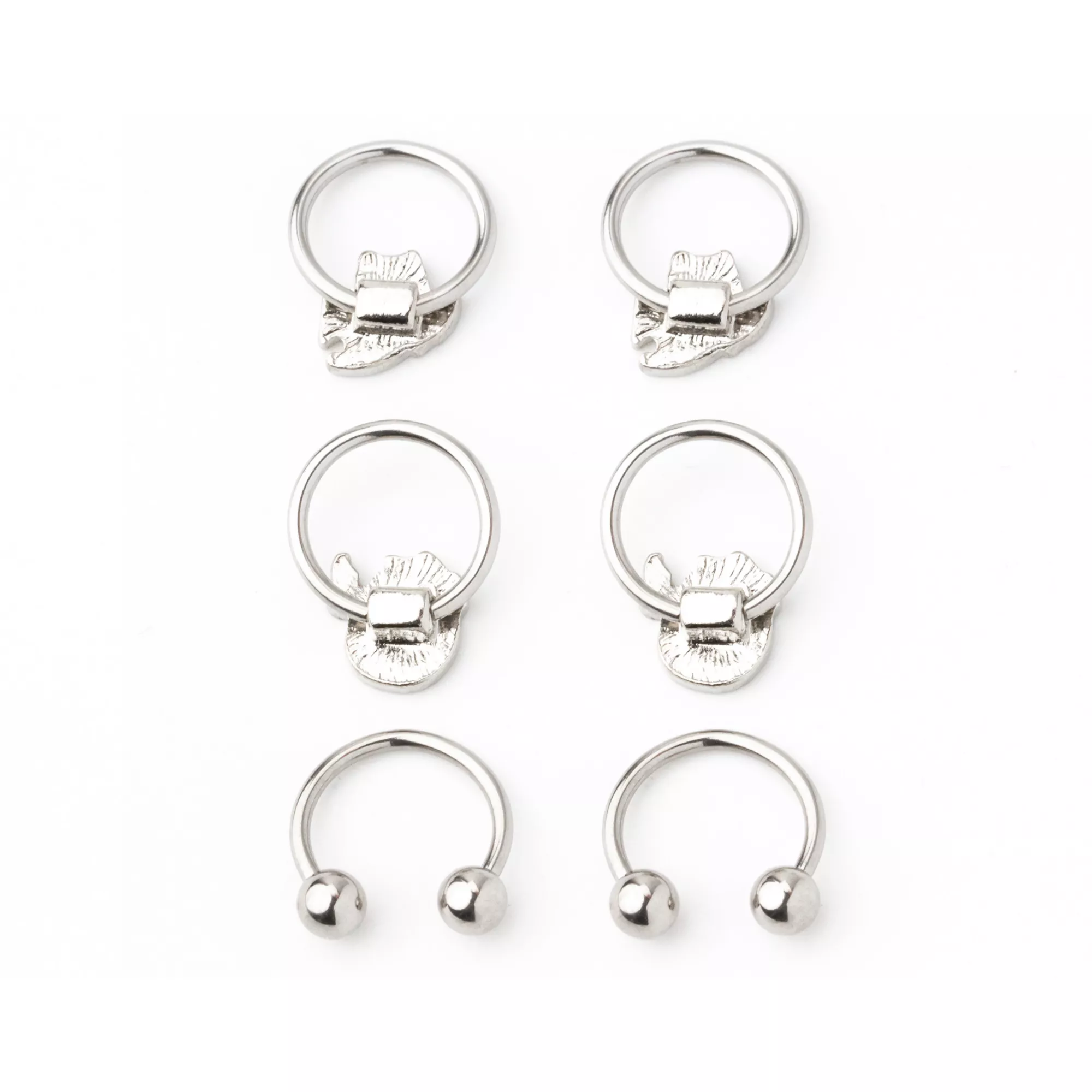 Multi-Pack Ghost Captive and Horseshoe Rings 3 Pack - 16 Gauge at Spencer's