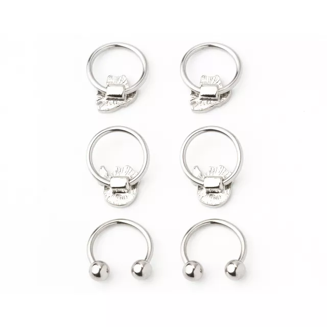Multi-Pack Ghost Captive and Horseshoe Rings 3 Pack - 16 Gauge at Spencer's
