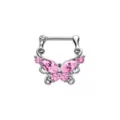 Pink Butterfly Clicker Septum Ring - 16 Gauge at Spencer's