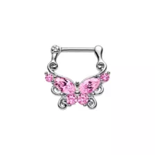 Pink Butterfly Clicker Septum Ring - 16 Gauge at Spencer's