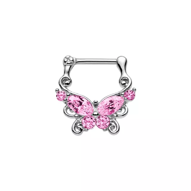 Pink Butterfly Clicker Septum Ring - 16 Gauge at Spencer's