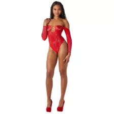 Cutout Lace Off the Shoulder Bodysuit at Spencer's