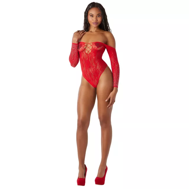 Cutout Lace Off the Shoulder Bodysuit at Spencer's