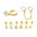 Multi-Pack Goldtone CZ Cartilage Pins and Hoops 8 Pack - 18 Gauge at Spencer's