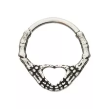 Skeleton Hand Heart Septum Ring - 16 Gauge at Spencer's