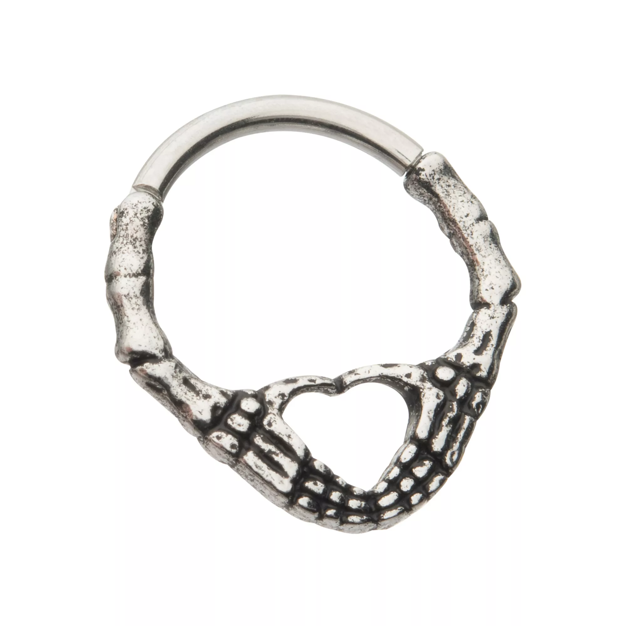 Skeleton Hand Heart Septum Ring - 16 Gauge