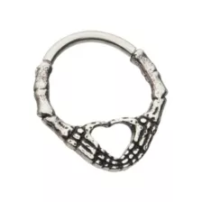 Skeleton Hand Heart Septum Ring - 16 Gauge at Spencer's