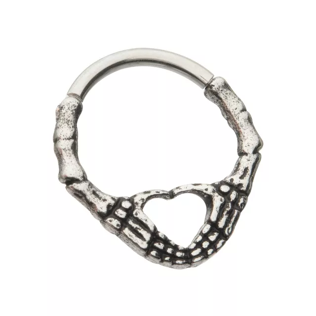 Skeleton Hand Heart Septum Ring - 16 Gauge at Spencer's