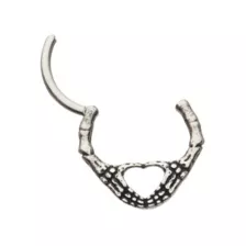 Skeleton Hand Heart Septum Ring - 16 Gauge at Spencer's