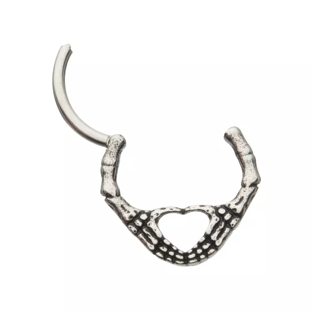 Skeleton Hand Heart Septum Ring - 16 Gauge at Spencer's