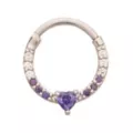 Purple CZ Heart Hinge Septum Ring - 16 Gauge at Spencer's