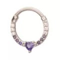 Purple CZ Heart Hinge Septum Ring - 16 Gauge at Spencer's