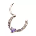 Purple CZ Heart Hinge Septum Ring - 16 Gauge at Spencer's