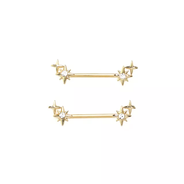 Goldtone Star Nipple Barbells - 14 Gauge at Spencer's