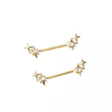 Goldtone Star Nipple Barbells - 14 Gauge at Spencer's