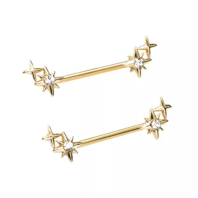 Goldtone Star Nipple Barbells - 14 Gauge at Spencer's